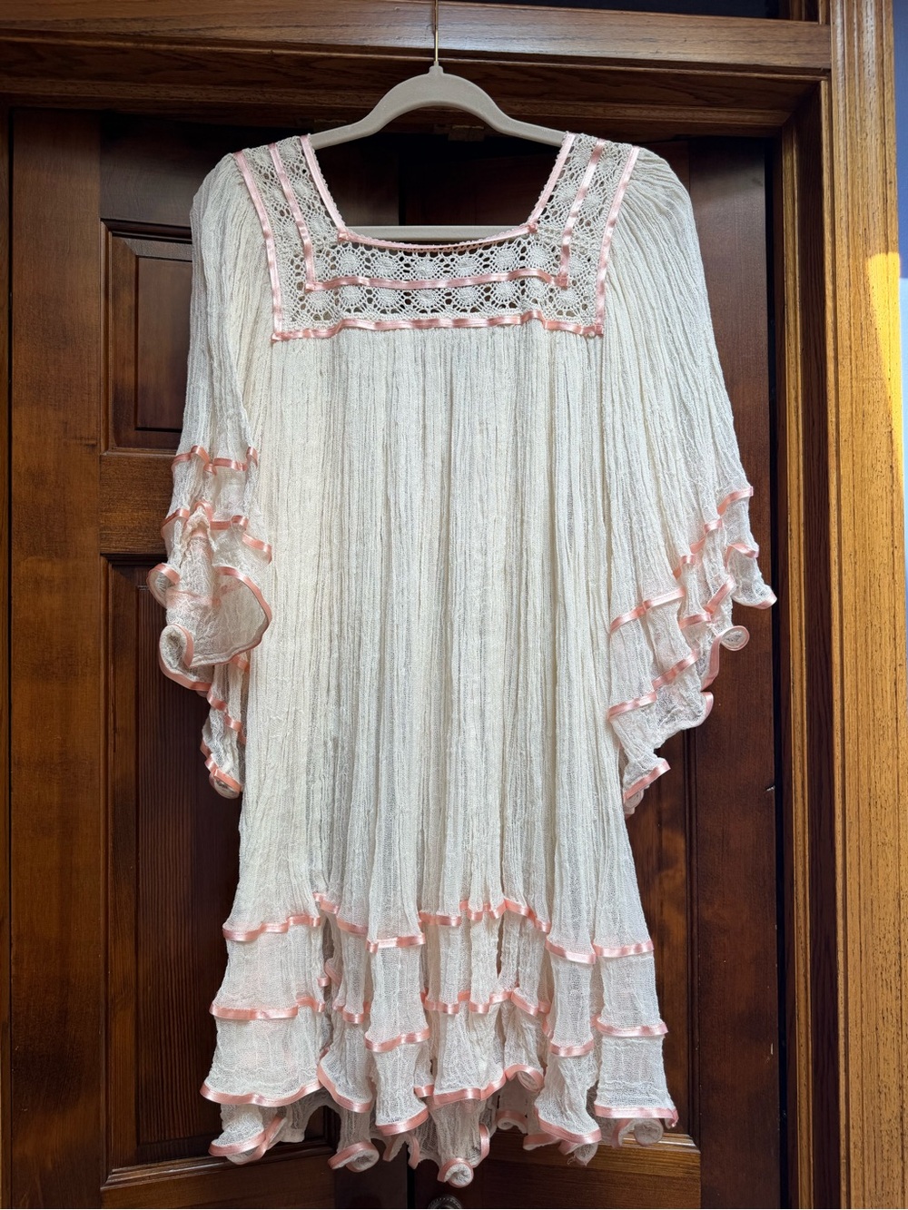 Jen's Pirate Booty ‘Janis’ Tunic with Peach Contrasting Satin Ribbon, One Size - Picture 2 of 8